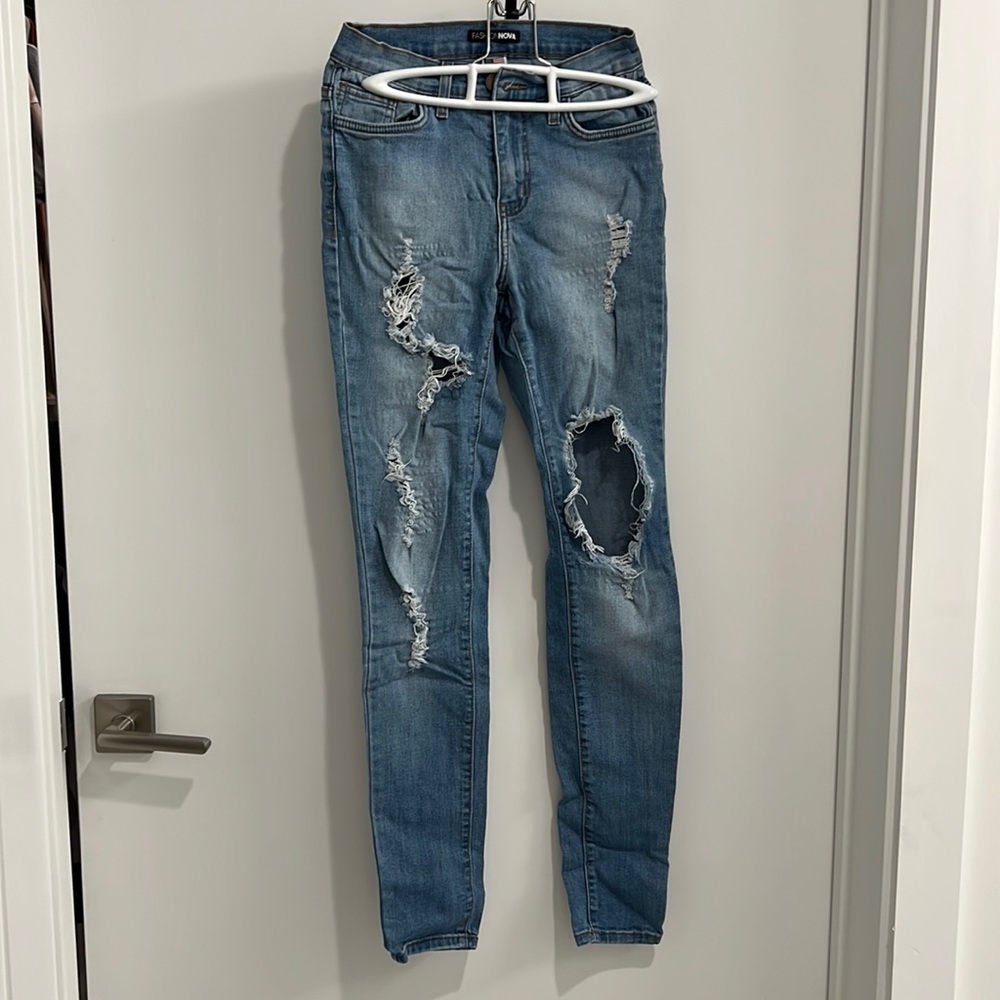 Fashion Nova High Waisted Ripped Jeans